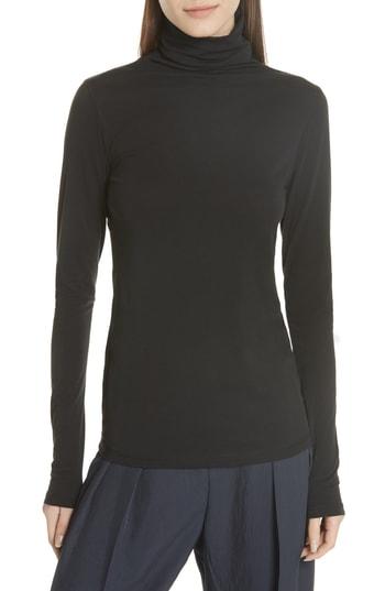 Women's Vince Favorite Stretch Pima Cotton Turtleneck - Black