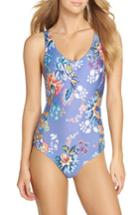 Women's Becca Victorian Garden Reversible One-piece Swimsuit - Purple