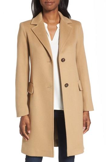 Petite Women's Fleurette Modern Reefer Coat P - Beige