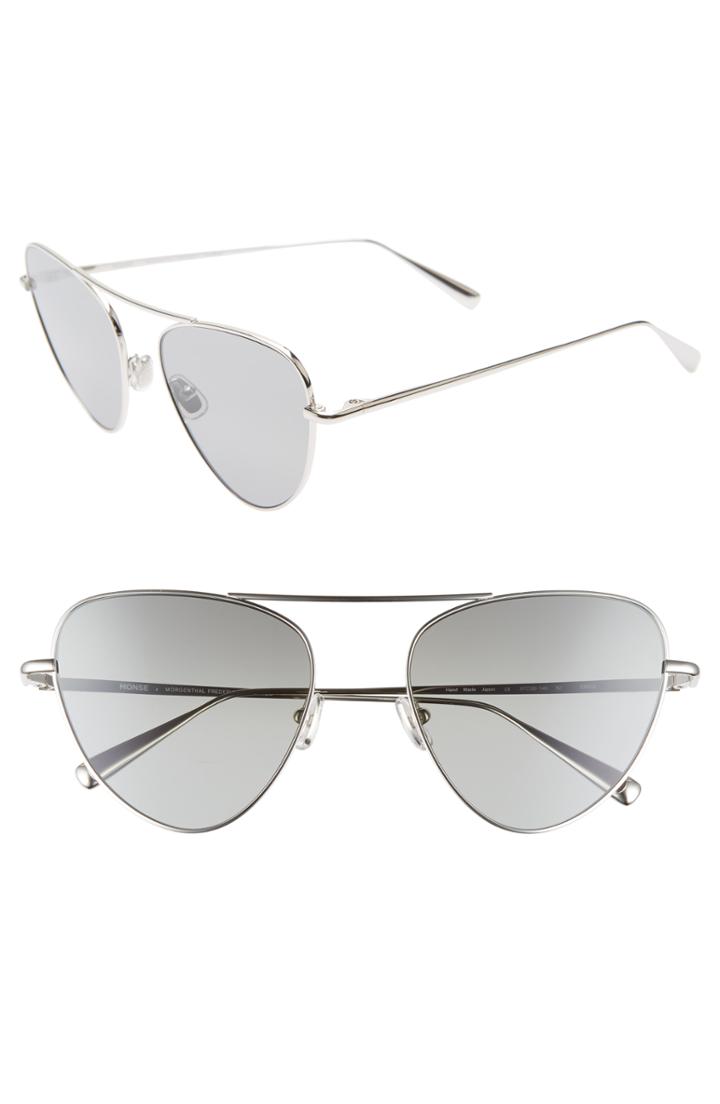 Women's Monse X Morgenthal Frederics Erica 57mm Cat Eye Sunglasses - Silver