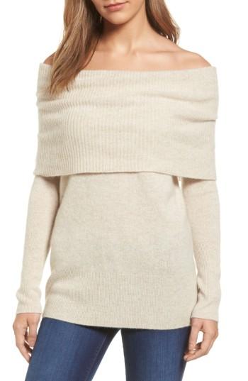 Women's Halogen Cashmere Off The Shoulder Sweater - Beige
