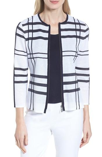 Women's Ming Wang Plaid Jacquard Jacket - White
