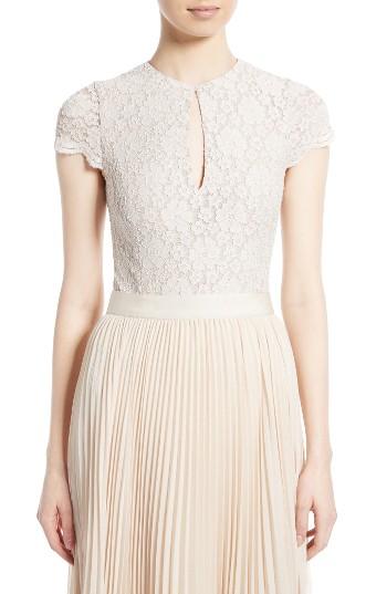 Women's Alice + Olivia Maria Lace Cap Sleeve Bodysuit