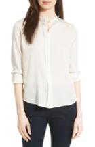 Women's Vince Stretch Silk Band Collar Blouse - White