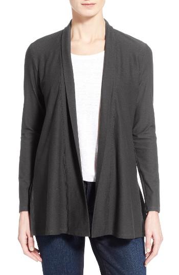 Women's Eileen Fisher Jersey Knit Straight Cut Long Cardigan, Size - Grey