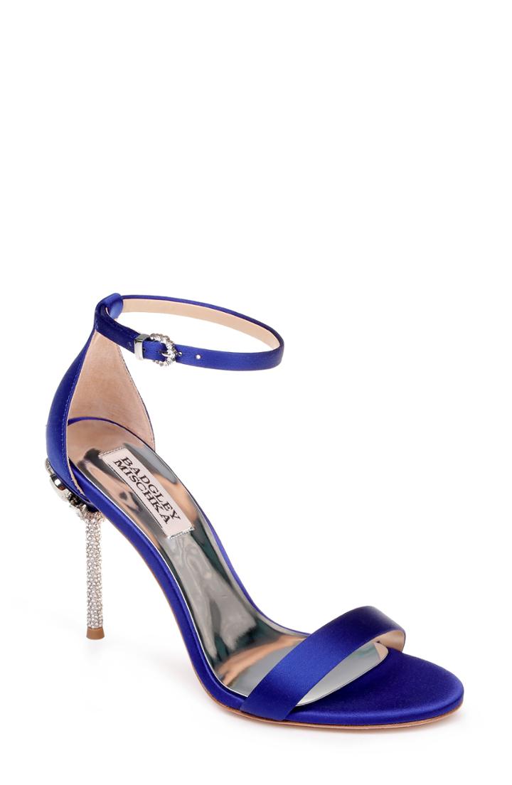 Women's Badgley Mischka Vicia Crystal Embellished Heel Sandal .5 M - Blue