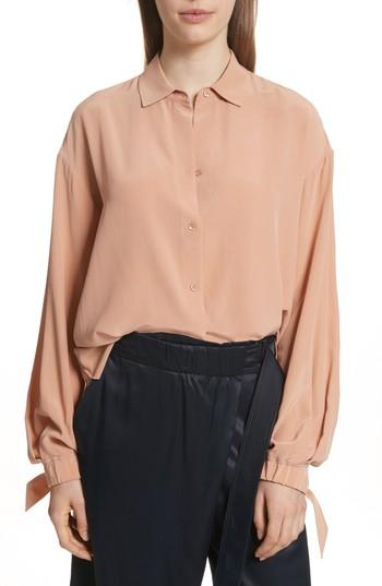 Women's Vince Tie Cuff Silk Blouse - Pink