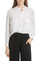 Women's Vince Polka Dot Silk Utility Shirt - White