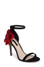 Women's Topshop Rosebud Applique Sandal .5us / 38eu - Black