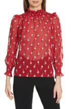 Women's Ba & Sh Malawi Tumbling Blossoms Silk Georgette Blouse - Red