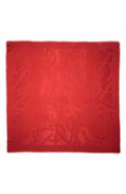 Women's Saint Laurent Ysl Random Logo Jacquard Square Silk Scarf, Size - Red