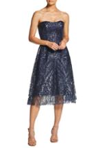 Women's Dress The Population Sarah Sequin Strapless Fit & Flare Dress, Size - Blue