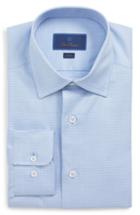 Men's David Donahue Slim Fit Check Dress Shirt - 34/35 - Blue