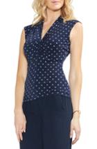 Women's Vince Camuto Romantic Dots Ruched V-neck Top - Blue