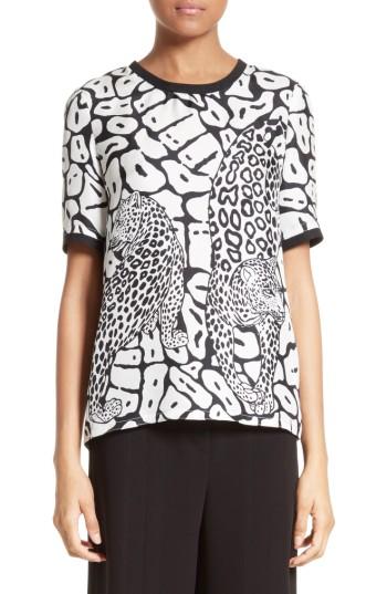 Women's Yigal Azrouel Leo Print Twill Tee