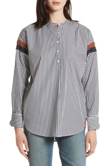 Women's Kule The Wallis Stripe Cotton Shirt - Blue