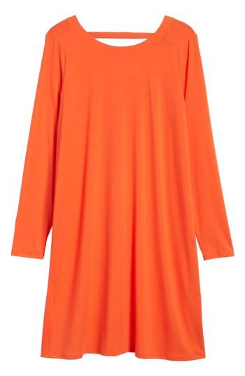 Women's Eileen Fisher V-back Stretch Tencel Shift Dress, Size - Red