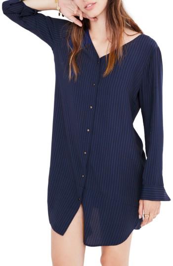 Women's Madewell Autumn Stripe Shift Dress, Size - Blue