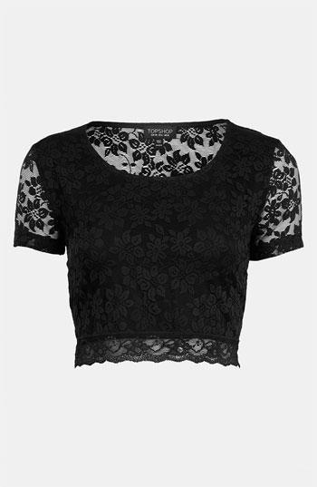 Topshop Lace Crop Top Black 10