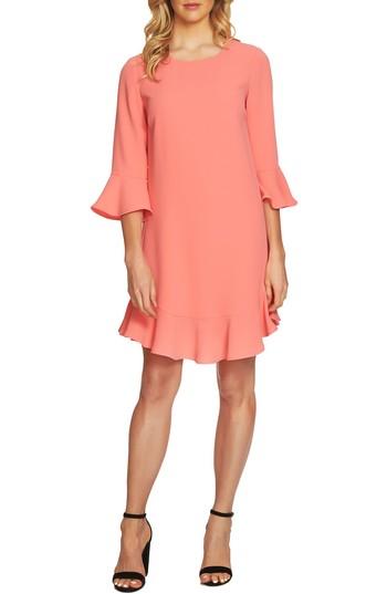 Women's Cece Ruffle Hem Trim Dress - Coral