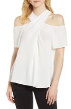Women's 1.state Cross Neck Cold Shoulder Top - White
