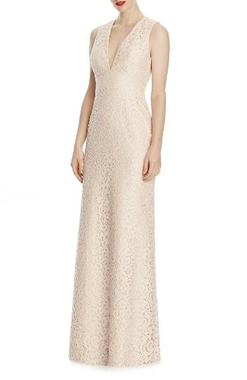 Women's Lela Rose Bridesmaid V-neck Lace A-line Gown