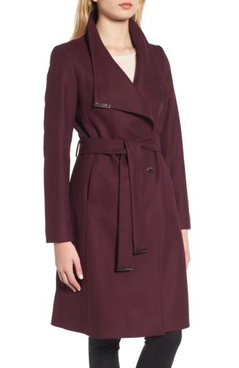 Women's Ted Baker London Wool Blend Long Wrap Coat - Purple
