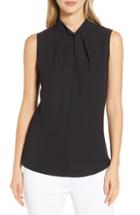 Women's Ming Wang Twist Neck Blouse - Black