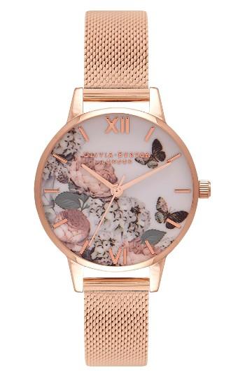 Women's Olivia Burton Garden Mesh Strap Watch, 38mm