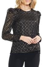 Women's Vince Camuto Puff Shoulder Foiled Blouse - White
