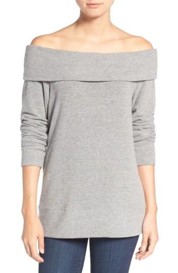 Women's Cupcakes And Cashmere 'brooklyn' Off The Shoulder Top, Size - Grey