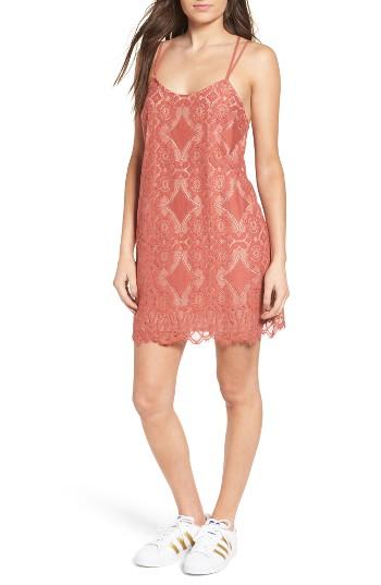 Women's Fire Strappy Lace Shift Dress - Red