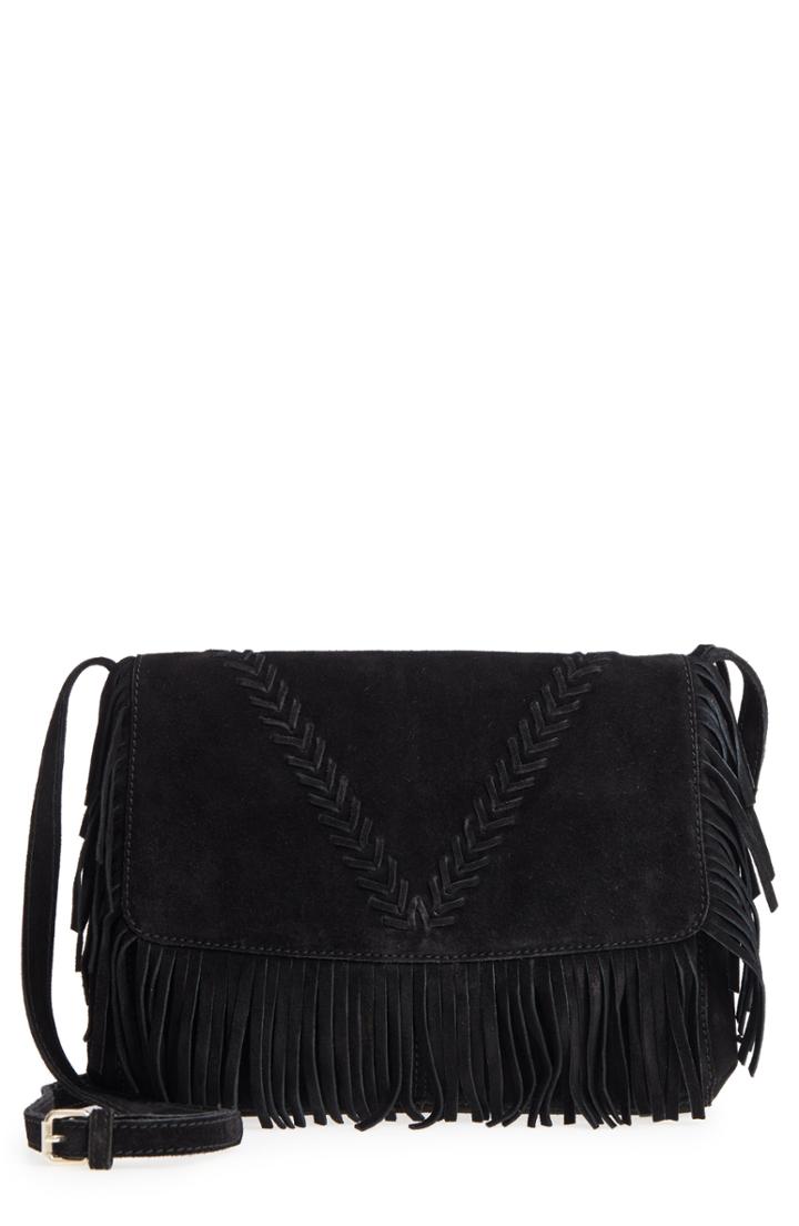 Ten79la Fringe Suede Crossbody Bag -