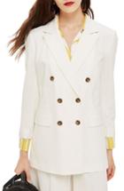 Women's Topshop Double Breasted Blazer Us (fits Like 10-12) - Ivory