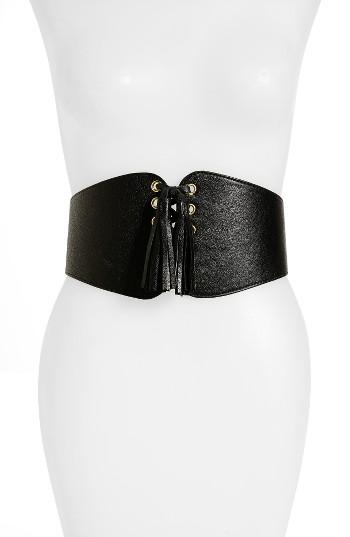 Women's Raina Santiago Leather Corset Belt, Size - Black
