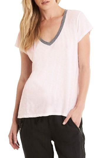 Women's Michael Stars Contrast V-neck Tee