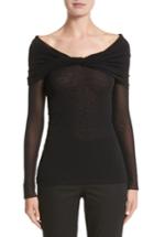Women's Fuzzi Twisted Tulle Off The Shoulder Top - Black