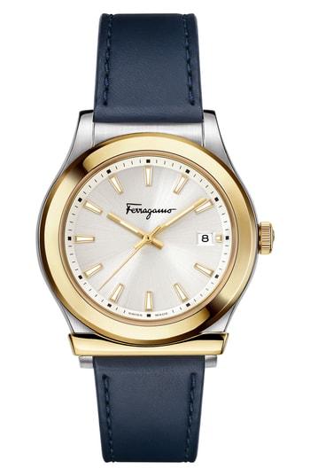 Men's Salvatore Ferragamo 1898 Leather Band Watch, 40mm