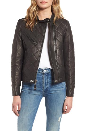 Women's Saint Laurent Leather Moto Jacket Us / 36 Fr - Black