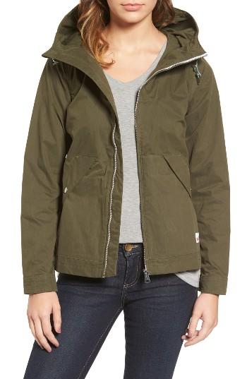 Women's Penfield 'gibson' Wax Coated Hooded Jacket - Green