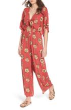 Women's Everly Tie Front Cutout Jumpsuit - Red