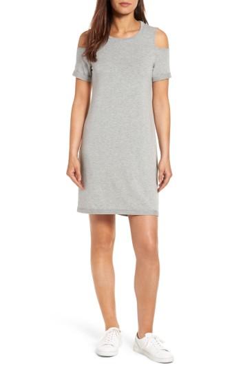 Petite Women's Caslon Cold Shoulder Shift Dress, Size P - Grey