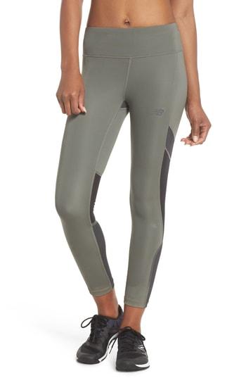Women's New Balance Q Speed Crop Running Tights - Green