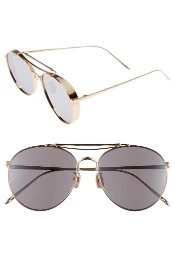 Women's Gentle Monster Big Bully 56mm Aviator Sunglasses - Gold/ Silver Mirror