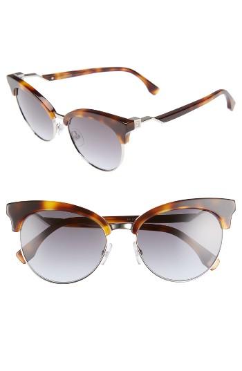 Women's Fendi 55mm Gradient Lens Cat Eye Sunglasses - Dark Havana