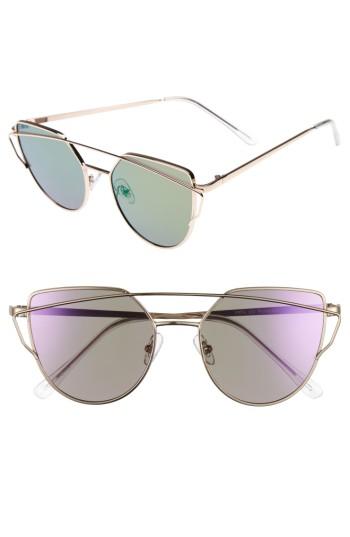 Women's Bp. 51mm Thin Brow Angular Aviator Sunglasses - Gold/ Purple Mirror