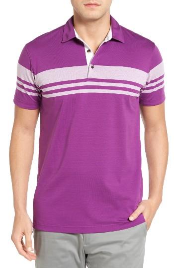 Men's Bobby Jones Trio Stripe Jersey Golf Polo - Purple