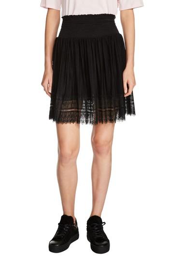 Women's Maje Lace Hem Pleated Skirt - Black
