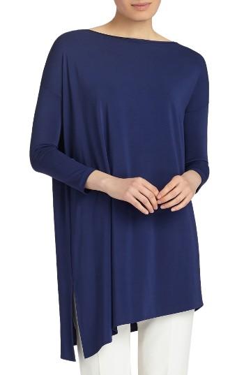 Women's Lafayette 148 New York Cultivated Crepe Jersey Asymmetrical Tunic - Blue