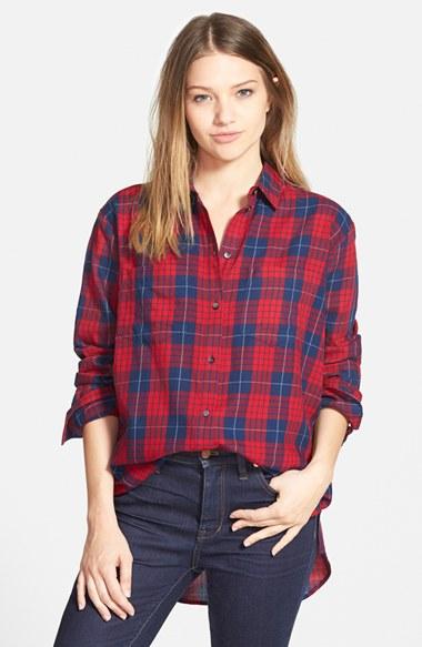 Women's Madewell 'edina Plaid' Oversize Boyshirt